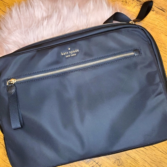 NWT Kate Spade Black Chelsea Laptop Computer Sleeve with Strap Nylon - Picture 2 of 5